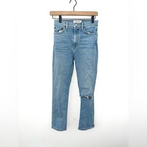 REFORMATION Liza High Rise Straight Leg Cropped Blue Jeans Size 25
